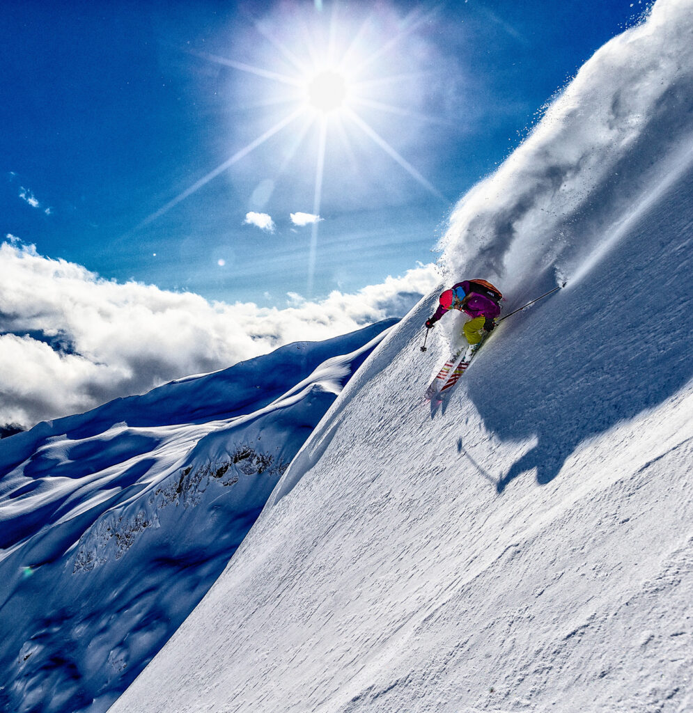 Lynsey Dyer heli-skiing at Last Frontier, Canada